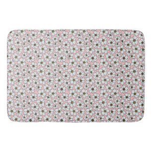 Pink And White Cottagecore Flowers  Bath Mat