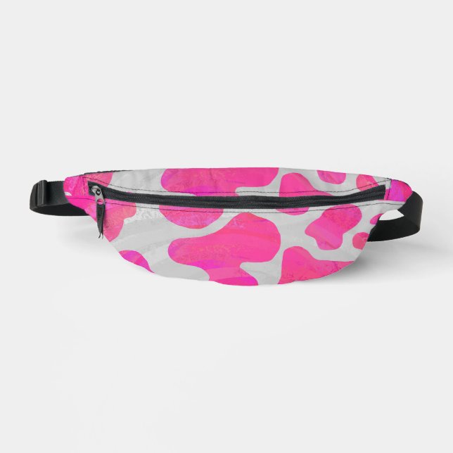 Pink and White Cow Pattern Bum Bags (Front)