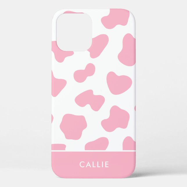 Pink And White Cow Print Custom Name Case-Mate iPhone Case (Back)