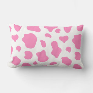Pink and White Cow Print Pillow