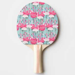 Pink And White Crowd Of Flamingos Ping Pong Paddle