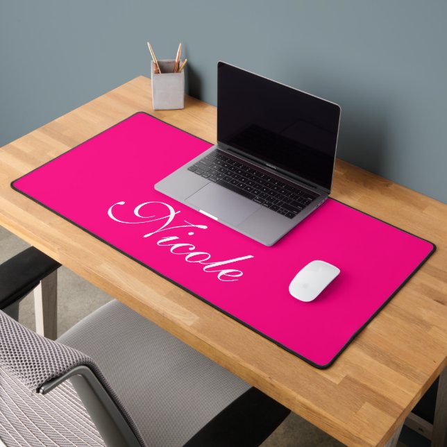Pink and White Customised Name Desk Mat (Office 2)