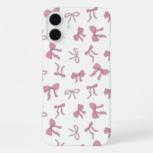 Pink and White Cute Bows iPhone 16 Plus Case