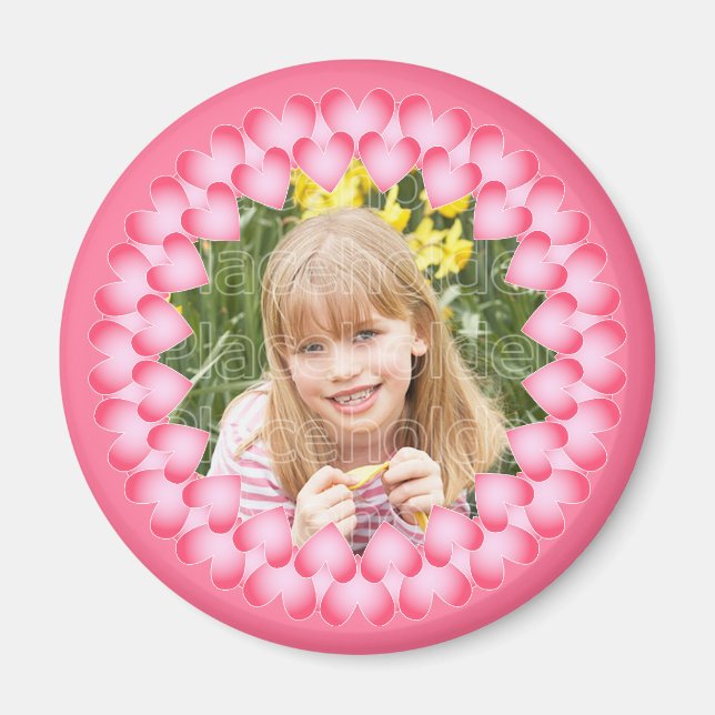 Pink and white cute hearts template magnet (Front)