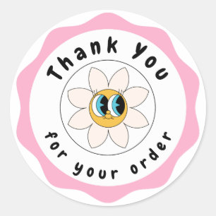 Pink and white cute Thank You Circle Sticker