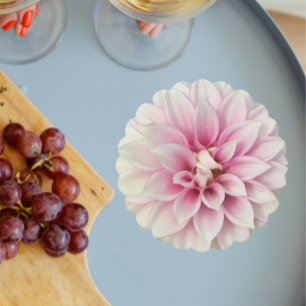 Pink and White Dahlia Floral Paper Coaster