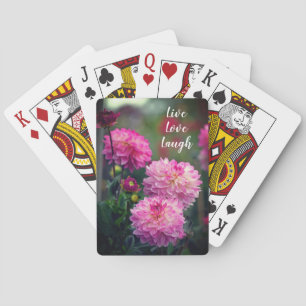 Pink and White Dahlia Flower Motivational Playing Cards