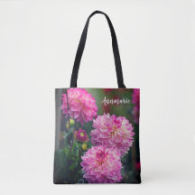 Pink and White Dahlia Flower Personalized