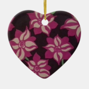 Pink and White Dahlia Pattern Ceramic Tree Decoration