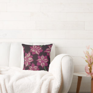 Pink and White Dahlia Throw Pillow