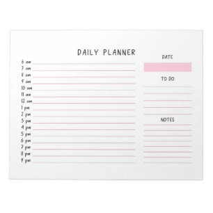 Pink And White Daily To-do List Planner Notepad