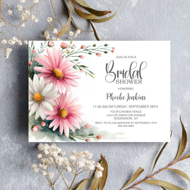 Pink and White Daisies Bridal Shower Invitation (Creator Uploaded)