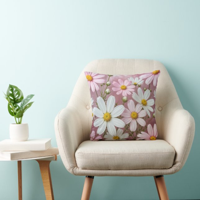 Pink and White Daisies Cushion (Chair)