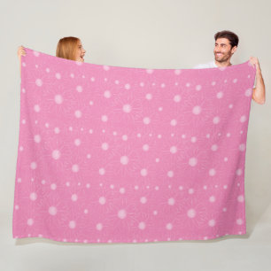 Pink and White Daisies Fleece Blanket