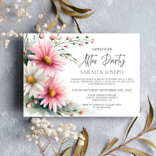 Pink and White Daisies Wedding After Party Invitation