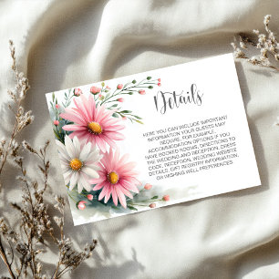 Pink and White Daisies Wedding Details Enclosure Card