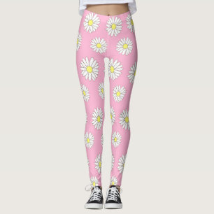 Pink and White Daisies Women's Leggings