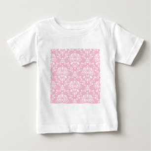 Pink and White Damask Baby T-Shirt