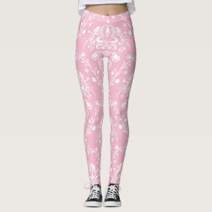 Pink and White Damask Leggings
