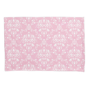 Pink and White Damask Pillowcase