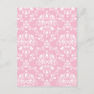 Pink and White Damask Postcard