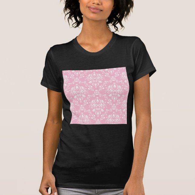 Pink and White Damask T-Shirt (Front)