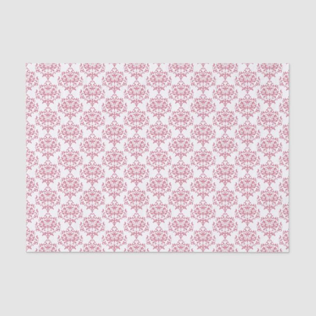 Pink and White Damask Tissue Paper (Front)