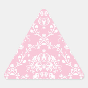 Pink and White Damask Triangle Sticker