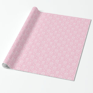 Pink and White Damask Wrapping Paper