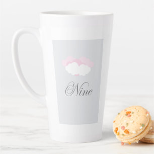 Pink and White Delicate Clouds With Text Nine Latte Mug