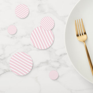 Pink and White Diagonal Striped Pattern Confetti