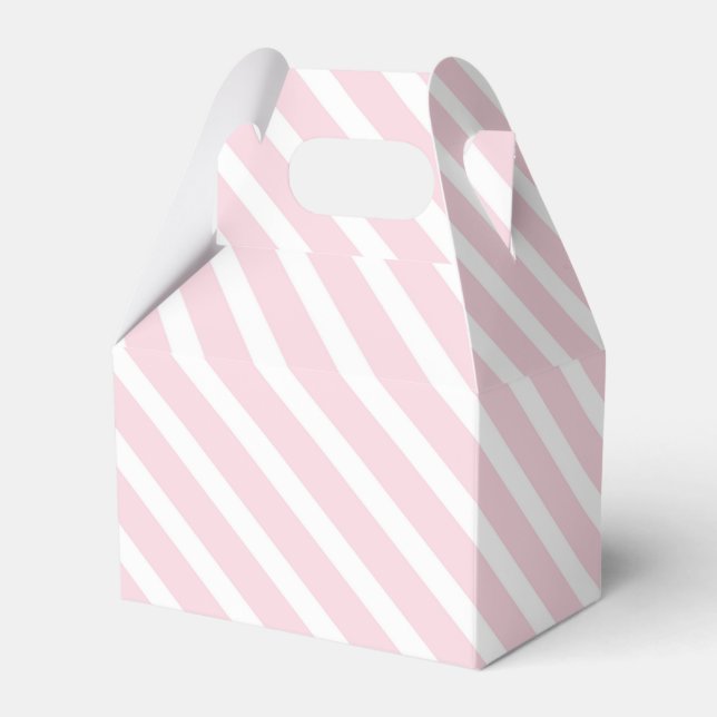 Pink and White Diagonal Striped Pattern Favour Box (Front Side)