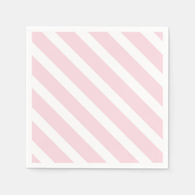Pink and White Diagonal Striped Pattern Napkin (Front)