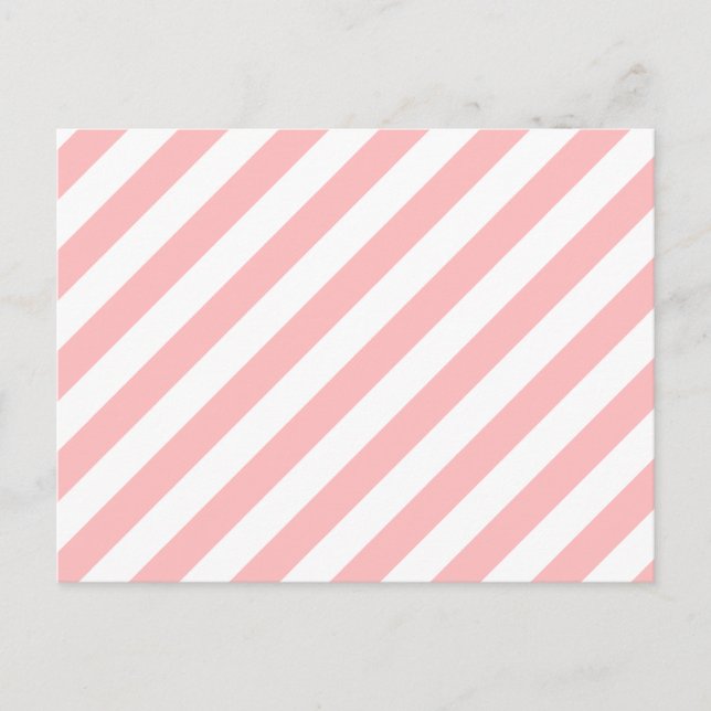 Pink and White Diagonal Stripes Pattern Postcard (Front)