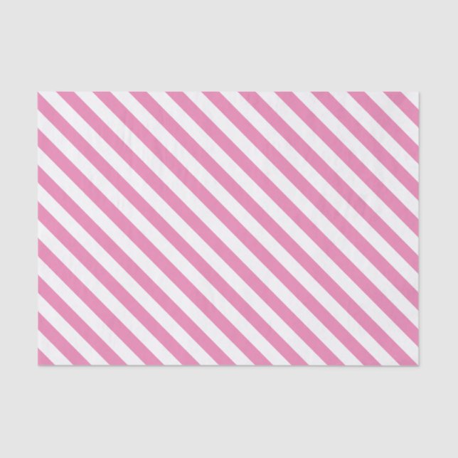Pink and White Diagonal Stripes Tissue Paper (Front)
