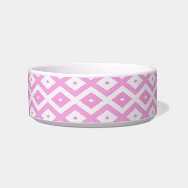 Pink and white diamond pattern bowl (Front)