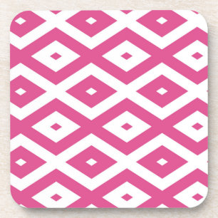 Pink and white diamond pattern coaster