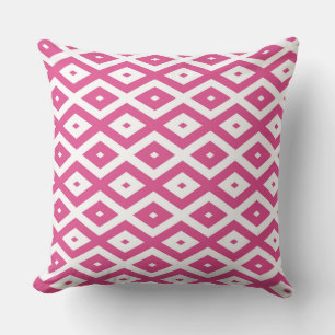 Pink and white diamond pattern cushion
