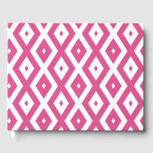 Pink and white diamond pattern guest book