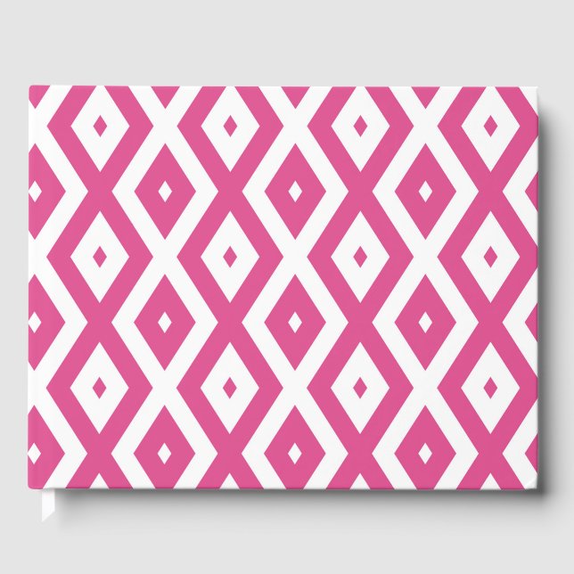 Pink and white diamond pattern guest book (Front)