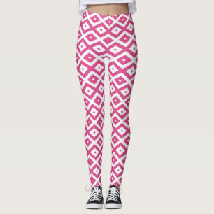Pink and white diamond pattern leggings