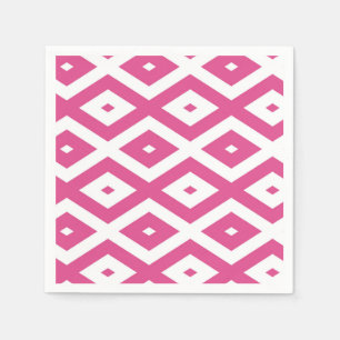 Pink and white diamond pattern napkin