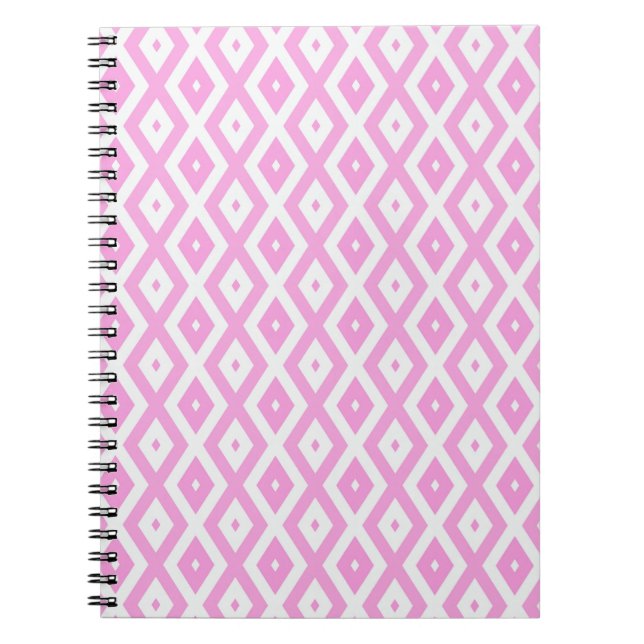 Pink and white diamond pattern notebook (Front)