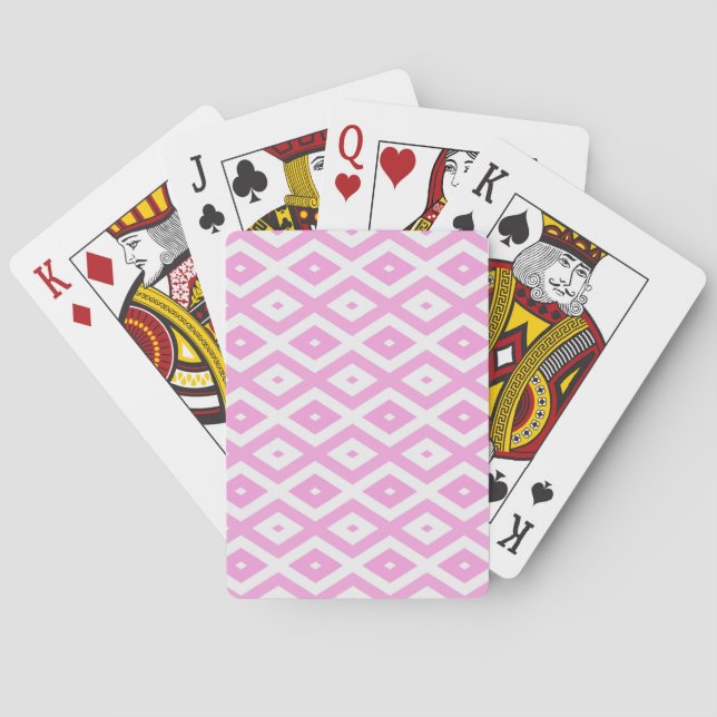Pink and white diamond pattern playing cards (Back)