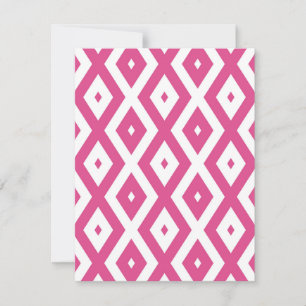 Pink and white diamond pattern RSVP card