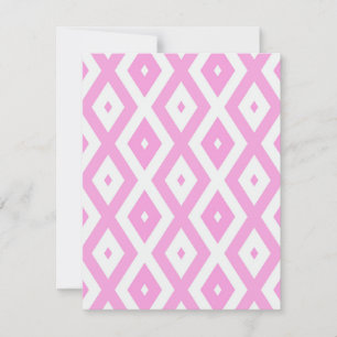 Pink and white diamond pattern RSVP card