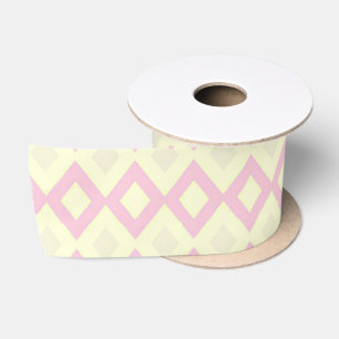 Pink and white diamond shapes on satin ribbon