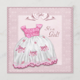 Pink and White Dress Baby Shower Invitation