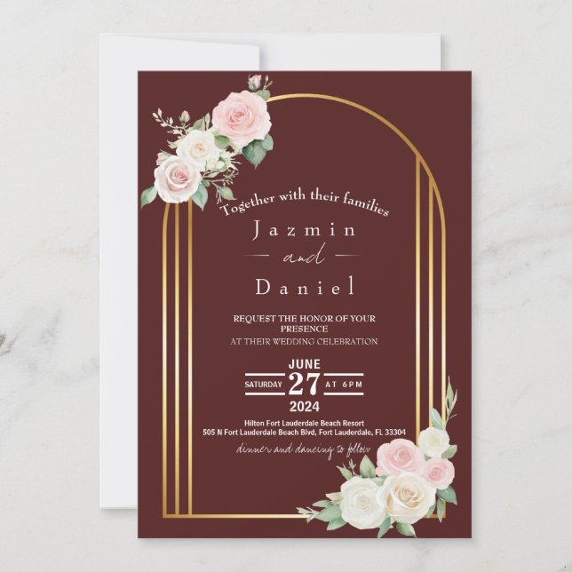 Pink And White Dusky Blooms Wedding Invitation (Front)