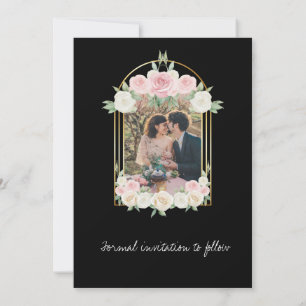 Pink And White Dusky Rose Blooms Wedding Save The Date